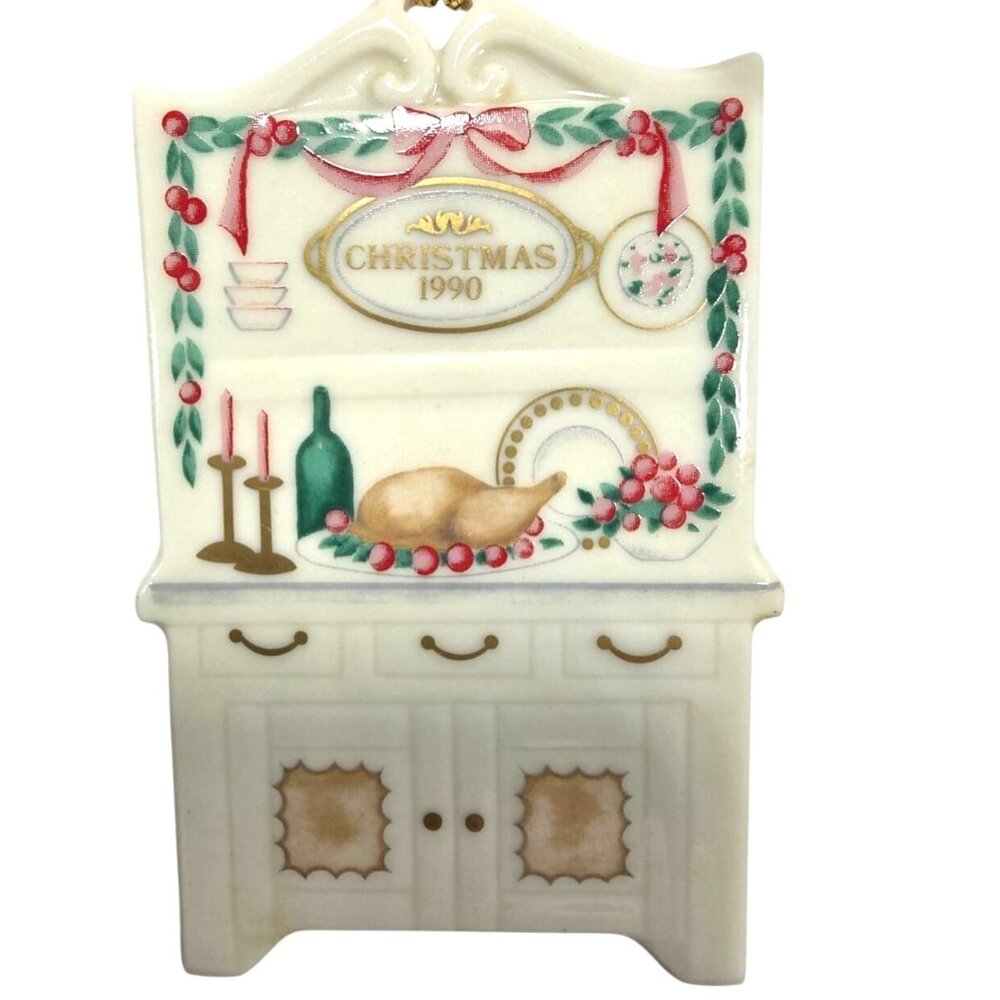 Porcelain Ornament Lenox Christmas 1990 Pantry Country Kitchen Decoration